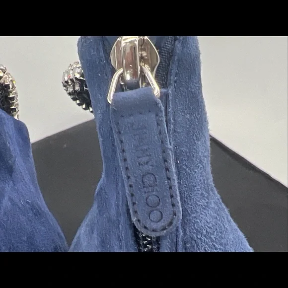 Authentic Jimmy Choo Women's Pop Blue Suede Leather Blaize 100 Boots Shoes ~38.5 - Picture 8 of 16